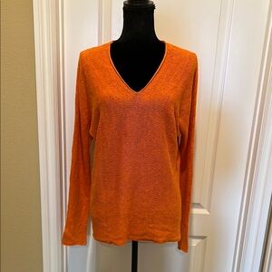 Vince Orange Fitted V-Neck Sweater